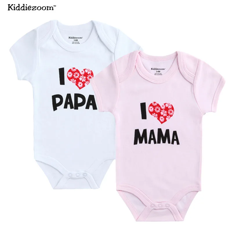 Kiddiezoom боди для ребенка мальчика I Love Papa Mama комплект одежды для маленьких девочек с принтом - Цвет: BDS2025