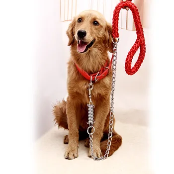 

1 set Large Pet Dedicated Dog Leash And Collar Strands Plaited Rope Big Dogs Collars Leashes Chain Lead with Spring