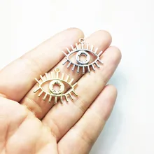Eruifa 10 шт. 25*20 мм глаз цинковый сплав ожерелье, серьги браслет ювелирные изделия DIY ручной работы 2 цвета золото и Полированное Серебро