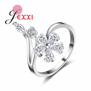 

Original 925 Sterling Silver Jewelry for Women Wedding Bride Exquisite Flower Rings AAA+ Cubic Zirconia Female Bague