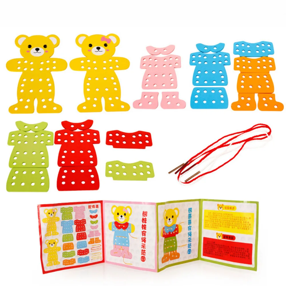Образовательные головоломки набор деревянных головоломок ребенка игрушка медведь меняется Дети Детская деревянная игрушка переодеться