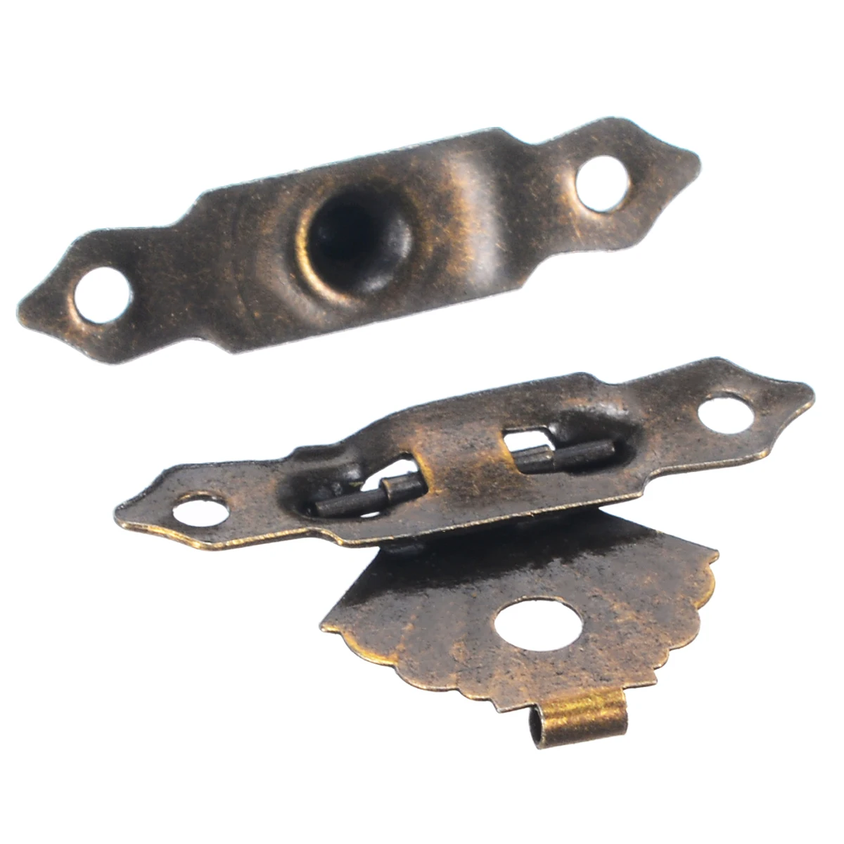 12Pcs Mini Antique Brass Wooden Case Hasp Jewelry Gift Box Decorative Hasp Latch for Home Finuture Buckle Clasp Lock