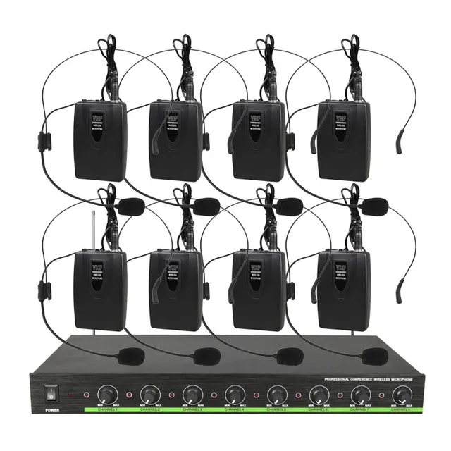 Pro 8 Channel Wireless Conference Microphone System with 8 desktop