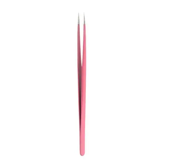 Мода дизайн ногтей акриловый гель набор инструментов Стразы драгоценные камни декор черный Пинцет для ресниц DIY ручной зажим 1,0 мм - Цвет: pinks  bending