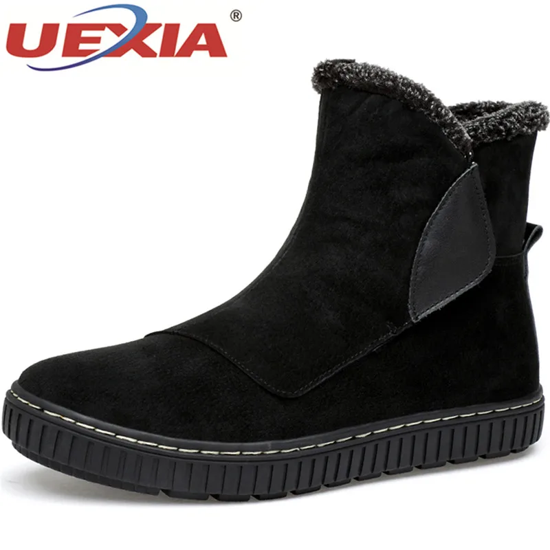 

UEXIA Handmade Snow Men Boots Shoes Non-slip Winter Ankle Snow Boots Men Warm Plush Winter Shoes With Thick Fur Botas Hombre