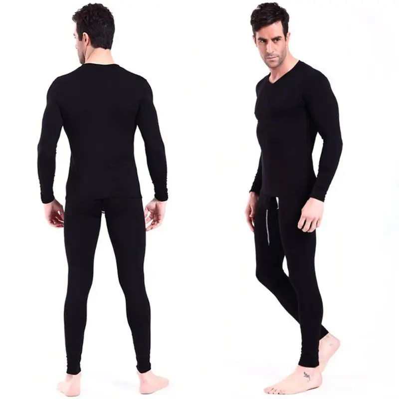 New Men 2pcs Spandex Thermal Underwear Pajama Set Long Johns Tops Bottoms L-XXXL