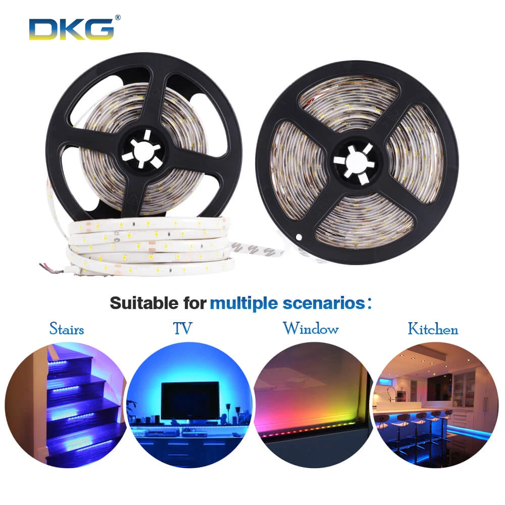 DKG 5 м RGB Светодиодная лента Водонепроницаемая DC 12 V SMD 5050 2835 60 светодиодов/м