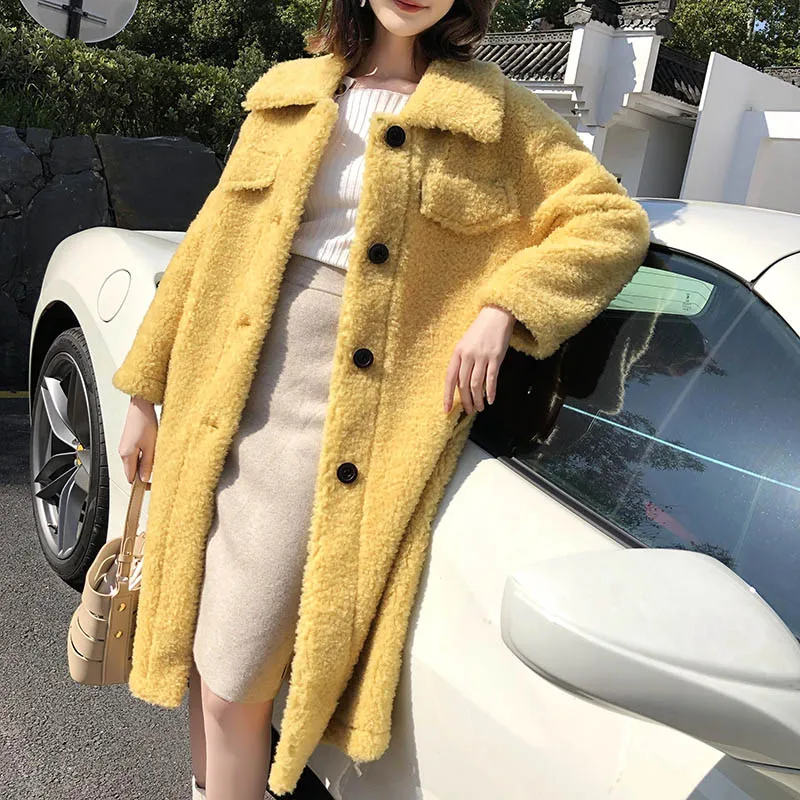 

Noble Sheepskin Wool Fur Blends Coats for Women Winter Fashion Wool Coat Female Warm Outwear Patchwork Sheep Shearing ladyJacket