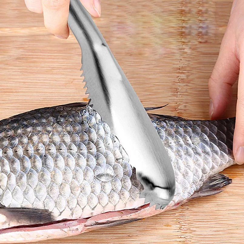 

Stainless Steel Fish Cleaning Scale Brush Skin Scraper Seafood Tool Scales Fish Remover Skinners Kitchen Knives& Accessories
