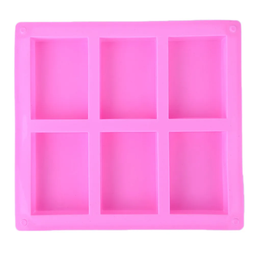 

6 Cavities 3D DIY Rectangle Square Silicone Soap Mold Chocolate Cookies Mould Cake Decorating Fondant Molds 23.5*21.5cm