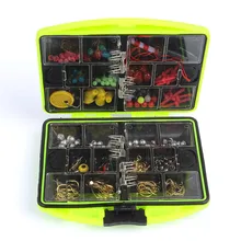 100 Pcs Box Rock Fishing Set Fishing Tackle Box Swivels Jig Hook Sinker Floating Beads Carp
