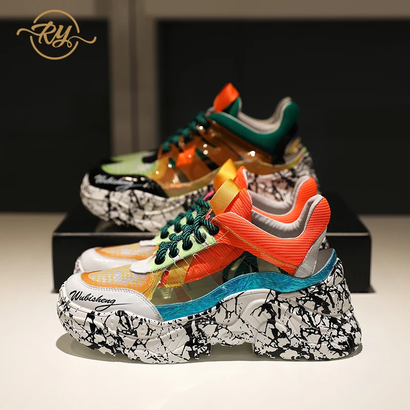 

RY-RELAA womens sneakers 2018 summer luxury shoes women designers Genuine Leather platform shoes white women casual shoes INS