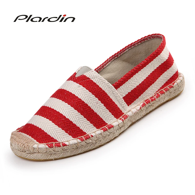 plardin Women Casual Shoes 2018 Spring Women Loafers Cane Hemp Straw Fisherman Flat Heel Shoes Women's Slip on Female Shoes