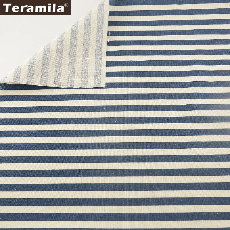 Deep Blue Strips Cotton Home Textile Linen Fabric Sewing Material Tissu TERAMILA Tablecloth Pillow Bag Curtain Cushion | Дом и сад