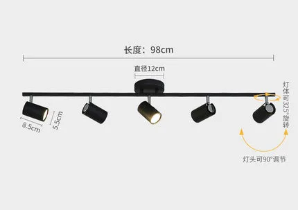Скандинавская Гостиная ТВ фоновая настенная потолочная светодиодная дорожка для магазина одежды гардероб потолочный прожектор - Цвет корпуса: 5 heads black