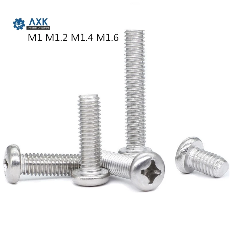 

100Pcs M1 M1.2 M1.6 M1.4 ISO7045 DIN7985 GB818 304 Stainless Steel Cross Recessed Pan Head PM Screws Phillips Screws