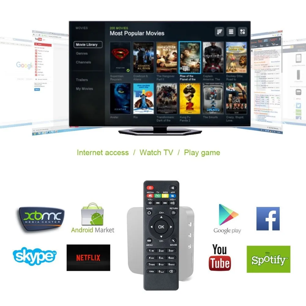 10 ШТ. SCISHION V88 Android 5.1 TV Box RK3229 1 Г 8 Г 4 USB 4 К x 2 К Wi-Fi с DLNA Media Player Европейский IPTV SET TOP BOX