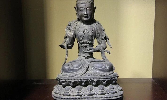 

USPS to USA S0536 Tibetan monastery Pure Copper Bronze Hold Cup Bodhisattva Kwan-Yin Buddha Statue (B0328)