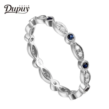 

DUPUY Fashion Stackable Wedding Ring Circular Wedding Bands Rings For Women Grooving Sapphire White Gold Ring DIY D180001