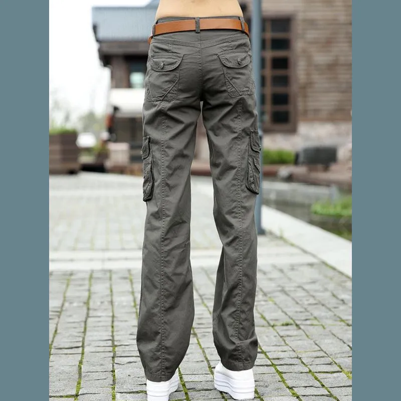  Plus Size Pantalon Femme 2019 Women Workout Cotton Military Combat Cargo Pants Overalls Ladies Stra