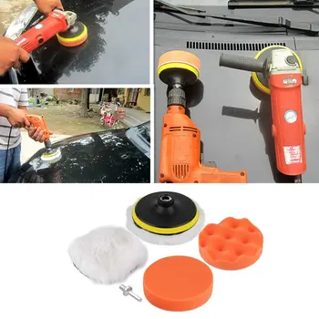 

High Quality 6Pcs 5 inch Buffing Pad Auto Car Polishing Wheel Kit With M10 Drill Adapter Buffer High Gross