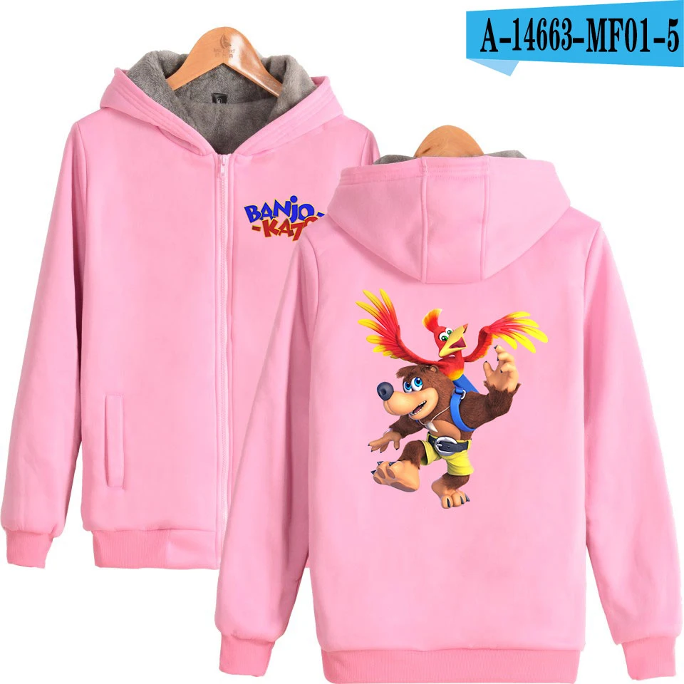 LUCKYFIRDAY Banjo Kazooie толстовки на молнии хлопковая одежда Kpop Корейская мода уличная унисекс Harajuku толстовки на молнии парки - Цвет: Pink