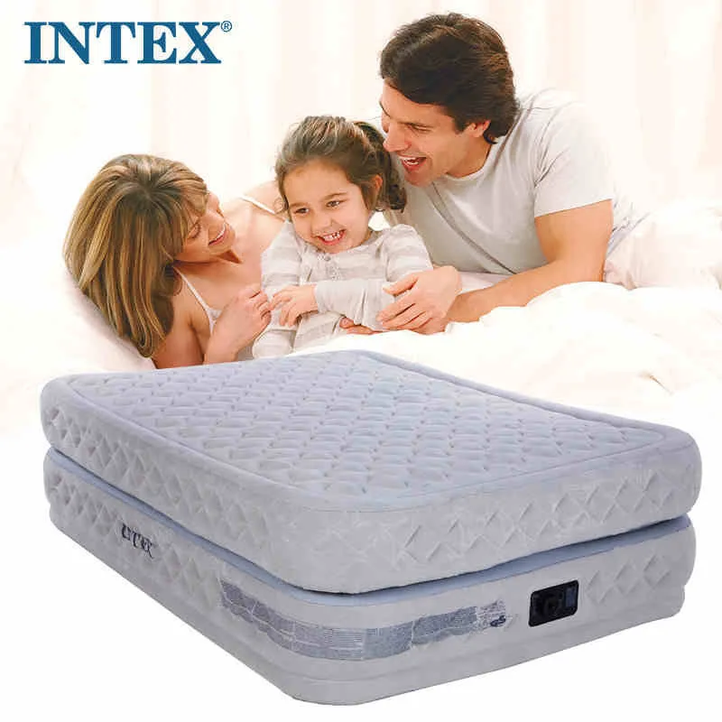 INTEX 64464 двойной человек использовать 152*203*51 см Двухэтажный матрас с надувным матрасом Встроенный Электрический насос надувная кровать