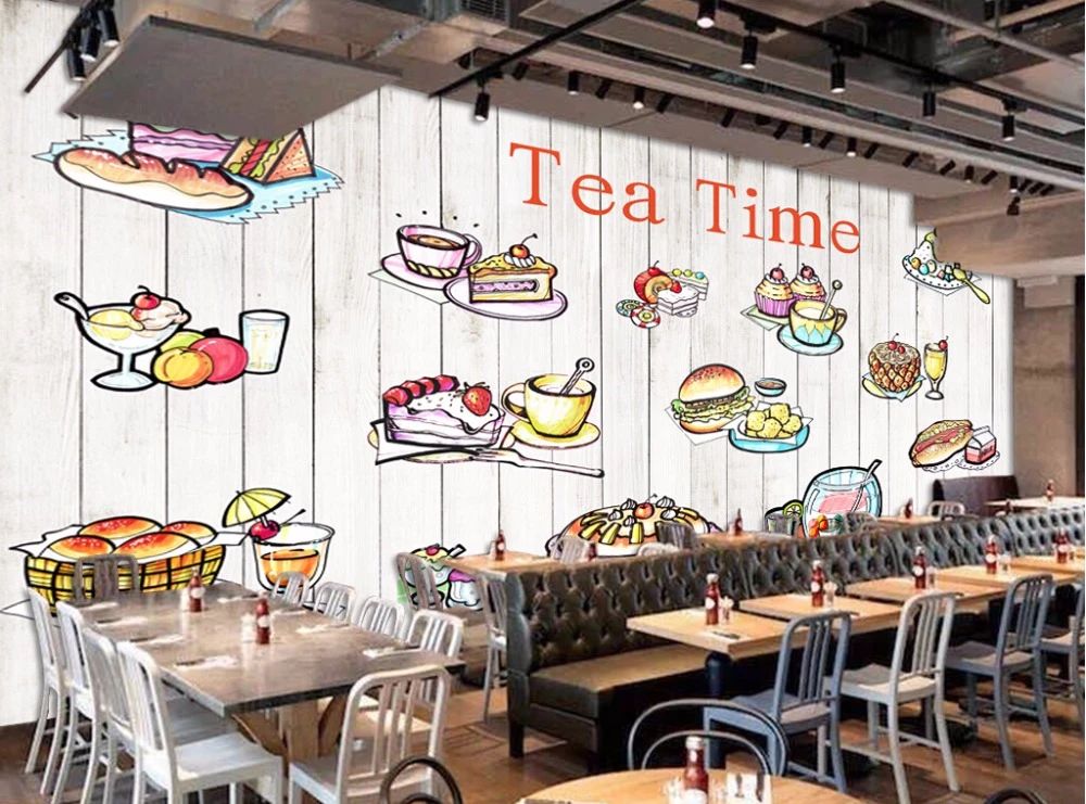 Benutzerdefinierte Ood Tapete Hand Bemalt Lebensmittel Symbol 3d Cartoon Wandbilder Fur Die Cafe Restaurant Hotel Hintergrund Wand Tapete Pvc Wallpaper Pvc Pvc Wallpapercustom Wallpaper Aliexpress