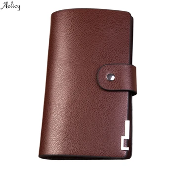 

Fashion Wallet Credit Cards Small ID Holder Slim Pocket Case Solid Color High-Grade Neutral Soft Leather Large Capacity Business