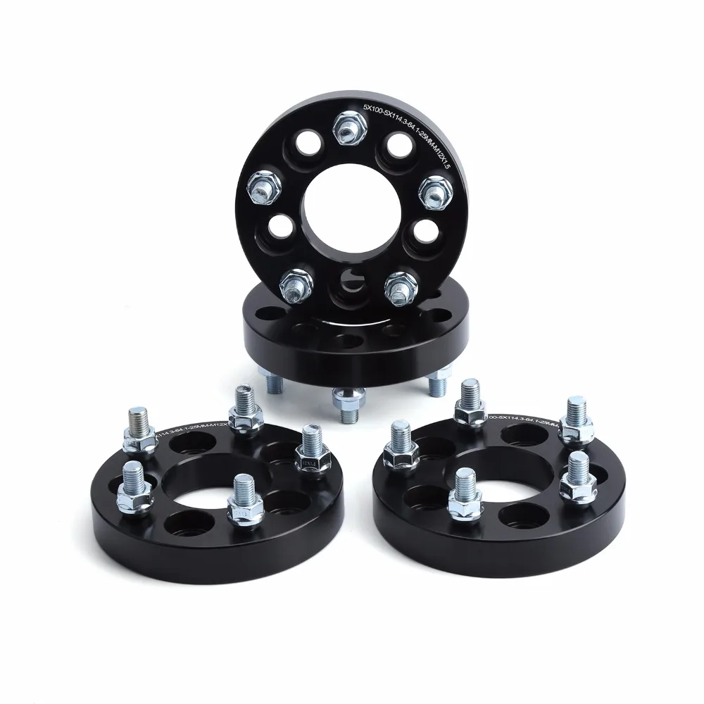020BK 25mm wheel Spacers, 4pcs 5x100 to 5x4.5 CHANGES BOLT PATTERN with 12mmx1.5 Studs