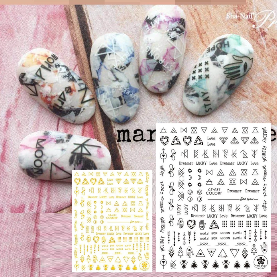 

CB series CB-81 BLACK WHITE GOLD SILVER ART FLOWER ROUND 3d nail art stickers decal template diy nail tool decorations