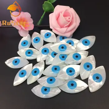 

30pcs/lot Natural Blue Evil Eye Marquise Cabochon Mother of Pearl shell for DIY Jewelry Marquise Flat Bottom MOP Pearl Shell