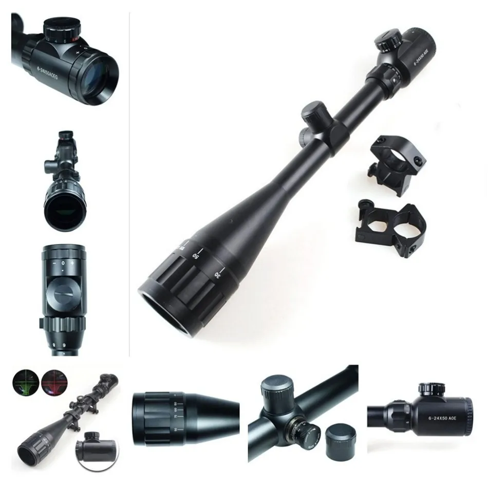 

6-24X50EG Riflescope Green Red Dot Hunting Adjustable Tactical Scope Reticle Optical Sight Scope