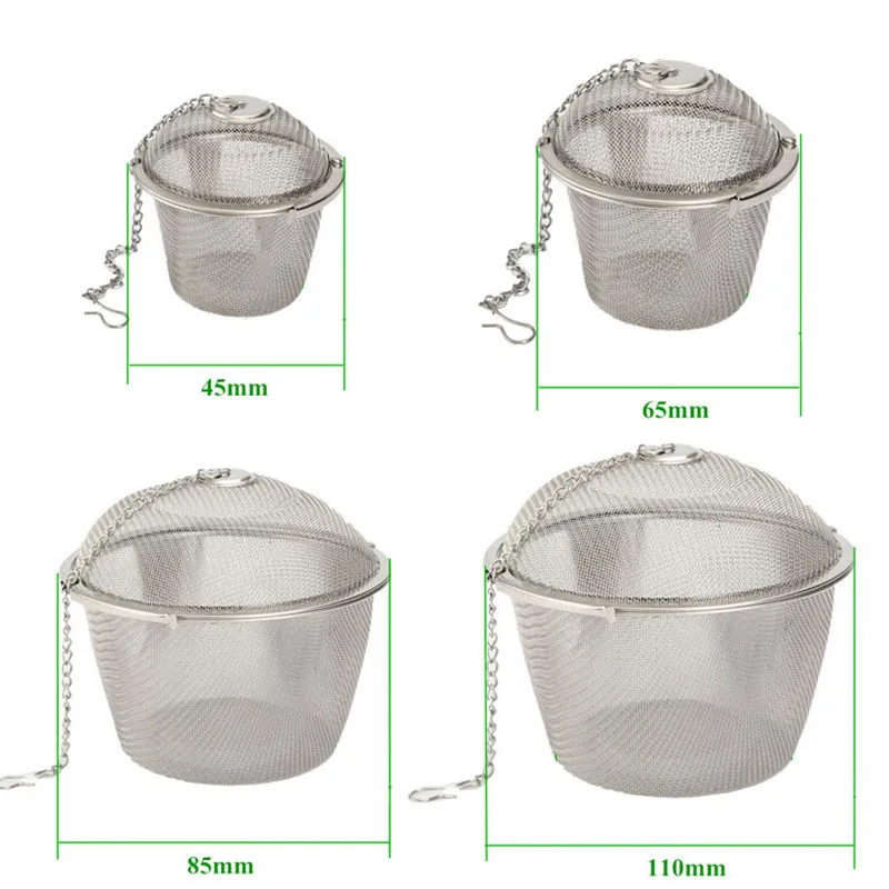Портативный 45/65/85/110 мм Нержавеющая сталь инфузионное чайное ситечко Чай блокировки мяч пряность для чая сетчатый травяной шарик инструменты для приготовления пищи