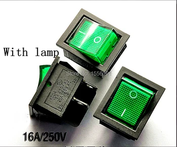 

New 10PCS Big Ship type switch with lamp 4pin 16A/250V 20A/125V KCD4-201 Become warped board power switch Green