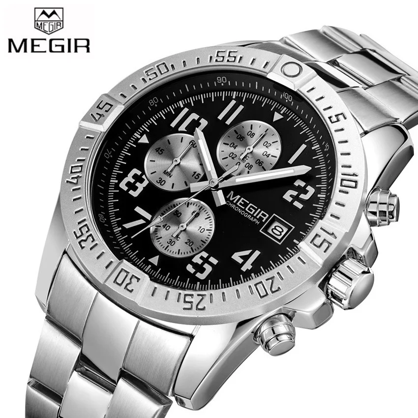 MEGIR мужские повседневные часы с хронографом, роскошные брендовые кварцевые наручные часы, мужские водонепроницаемые спортивные часы, relogio masculino