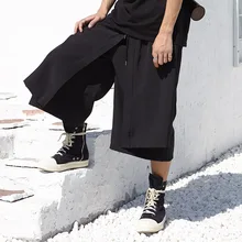Для мужчин Япония Кимоно свободные широкие брюки ноги модные Повседневная юбка брюки мужской уличной хип-хоп, панк-шаровары