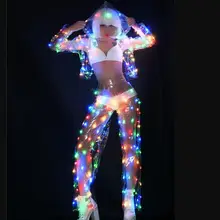 Женский Цветной СВЕТОДИОДНЫЙ светильник одежда для выступлений музыкальный фестиваль певица танцевальная команда DJ Дискотека танцевальный костюм сексуальный светодиодный перспективный костюм
