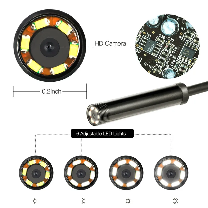 USB эндоскоп 2 в 1 USB и Micro USB змея трубка и USB бороскоп Endoscopio 7 мм инспекция микро камера для ПК смартфон