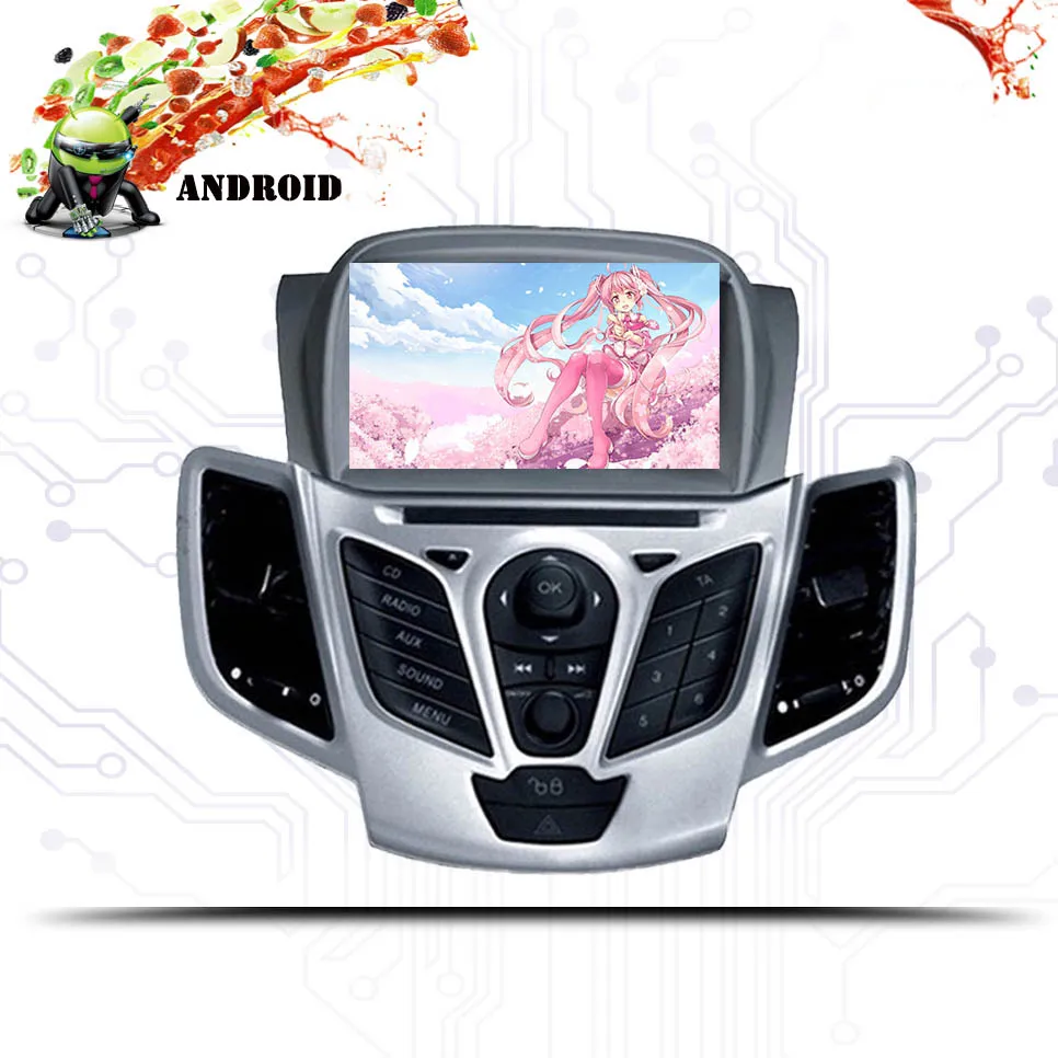 Clearance Auto Android 9.0 Car DVD Stereo For Ford Fiesta 08-2013 2014 2015 2016-18 GPS Navigation Video Multimedia head unit radio tape 5