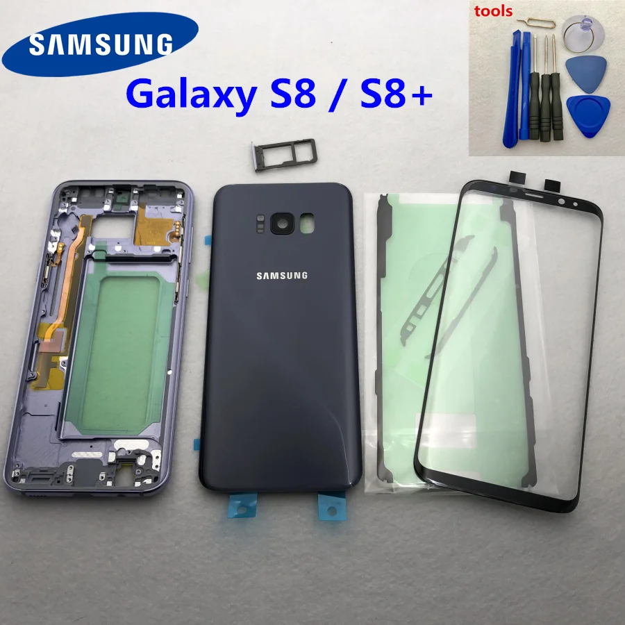 Полноразмерный корпус для Samsung Galaxy S8 Plus G955 G955F G950F стеклянная задняя крышка