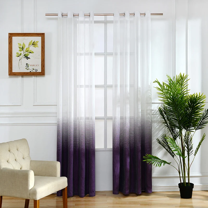 Horizontal Stripes Tulle for Living Room Window Curtains for Bedroom Children Modern Curtains for Living Room Yarn Dyed Sheer (4)