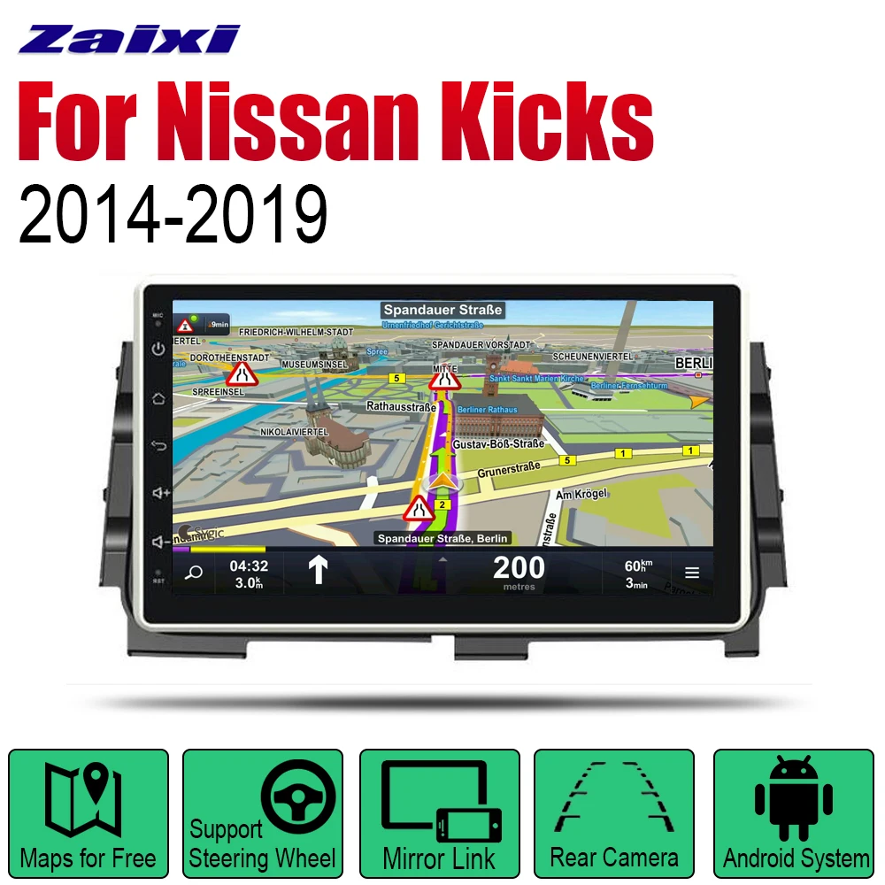 

ZaiXi Auto Player GPS Navigation For Nissan Kicks 2014~2019 Car Android Multimedia System Screen Radio Stereo