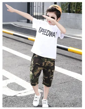 

Children's clothing boy short-sleeve suit street dance handsome tide summer dress new children's big children's camouflage