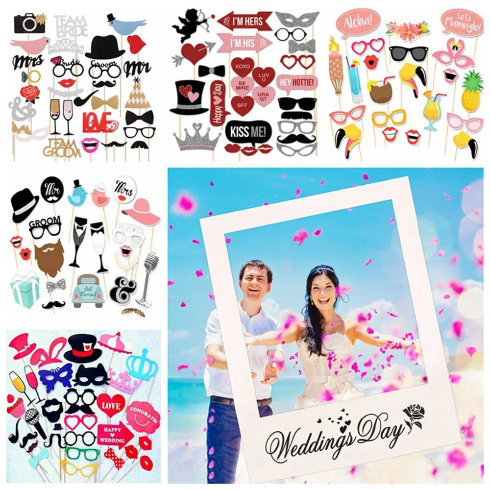 

Photo Booth Props Wedding Decoration DIY Funny Masks Mr Mrs Photobooth Photo Props Accessories Wedding Event Party Supplies