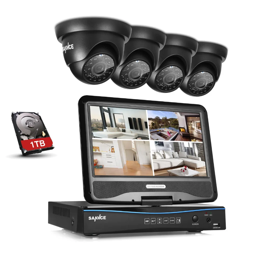 bilder für Sannce 10,1 "lcd 4ch hd 720 p dvr 1500tvl in/outdoor home security camera system 1 tb bilder für Sannce 10,1 "lcd 4ch hd 720 p dvr 1500tvl in/outdoor home security camera system 1 tb