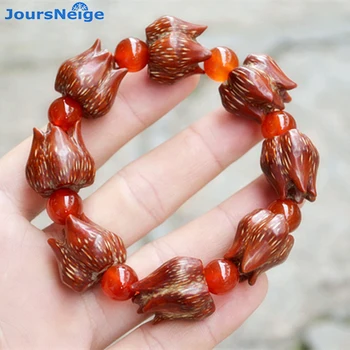 

Wholesale Natural The Drop of Blood Lotus Flower Bodhi Seed Bracelets For Women Men Buddha Bead Tibetan Style Mala Hand String