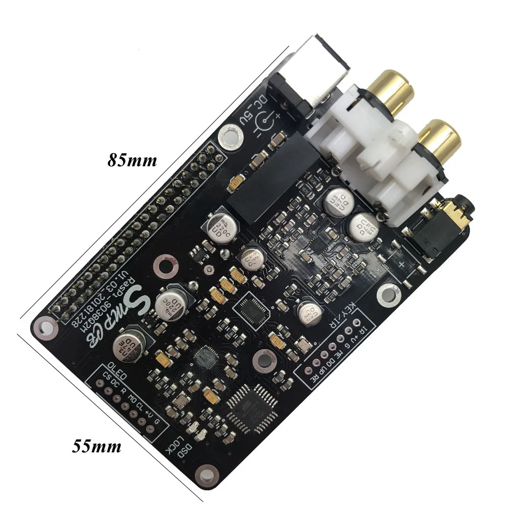 OLED ES9038q2m digital broadcast network player for Raspberry Pi DAC connected to I2S 32bit 384K DS