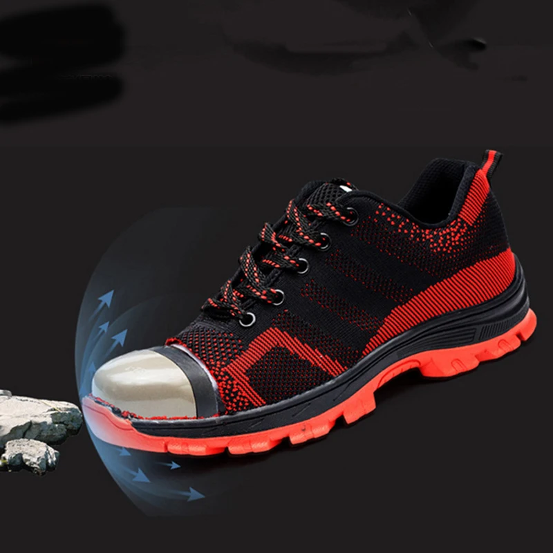 Men Work Casual Shoes Mesh Breathable Fashion Steel Toe Safety Boots