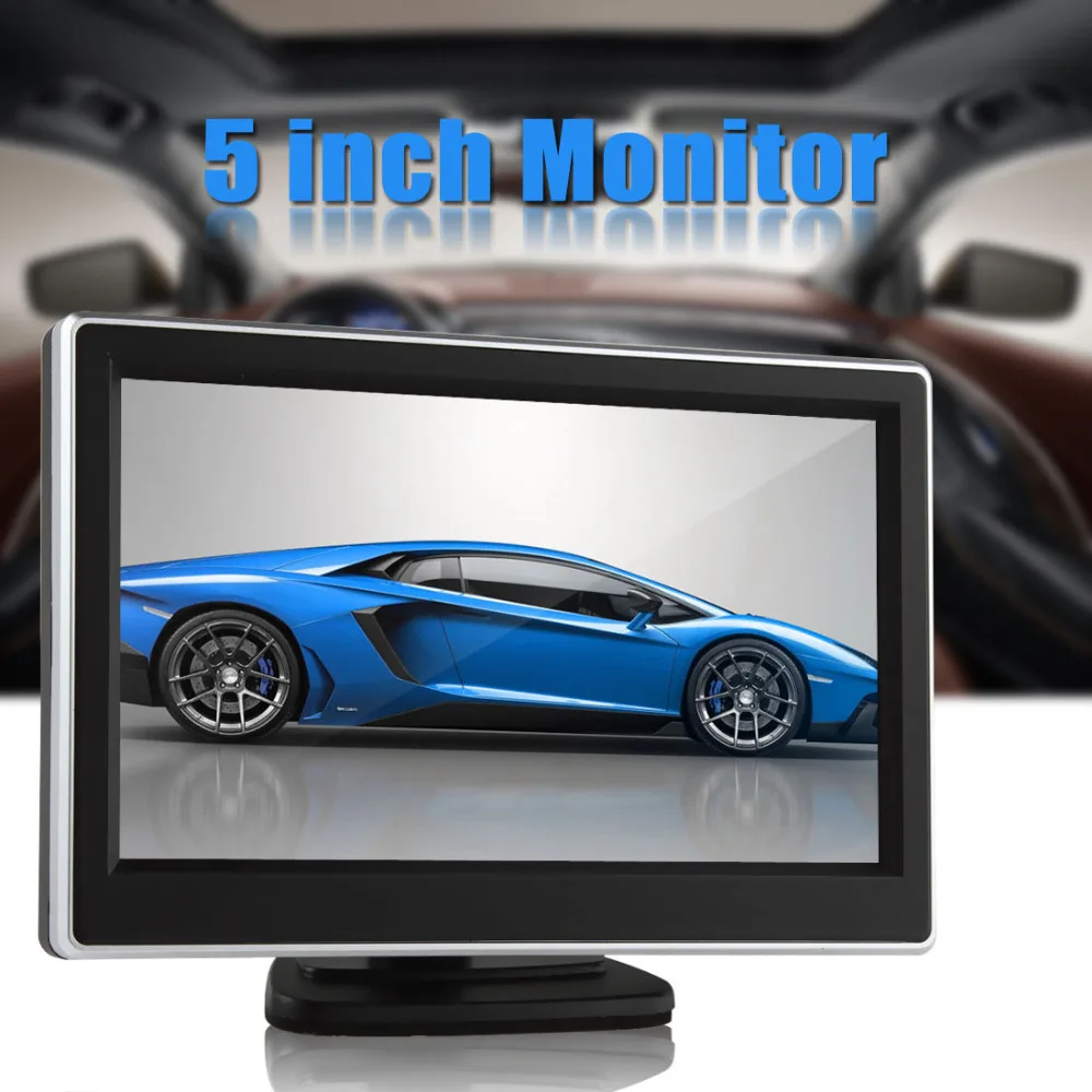 5 palcový monitor s barevným vozidlem pro zadní pohled s barevným vozidlem na zadním panelu s rozlišením 480 x 272 pixelů TFT LCD s 2 vstupními a zpětnými kamerami